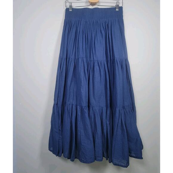 Natural Life Pull On Maxi Skirt Womens M Blue Tiered Lined Boho - Picture 1 of 8